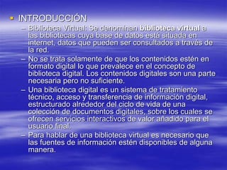 La biblioteca virtual | PPTX