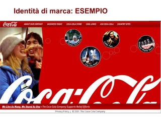 Identità di marca: ESEMPIO Identità di marca della CocaCola? 