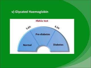 v) Glycated Haemoglobin
 