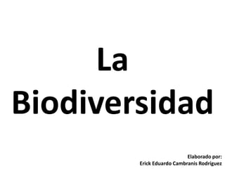 La
Biodiversidad
Elaborado por:
Erick Eduardo Cambranis Rodríguez

 