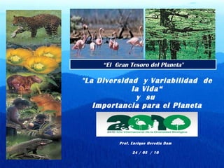 &quot; La Diversidad  y Variabilidad  de la Vida “ y  su  Importancia para el Planeta Prof. Enrique Heredia Dam 24 / 05  / 10 “ El  Gran Tesoro del Planeta&quot; 