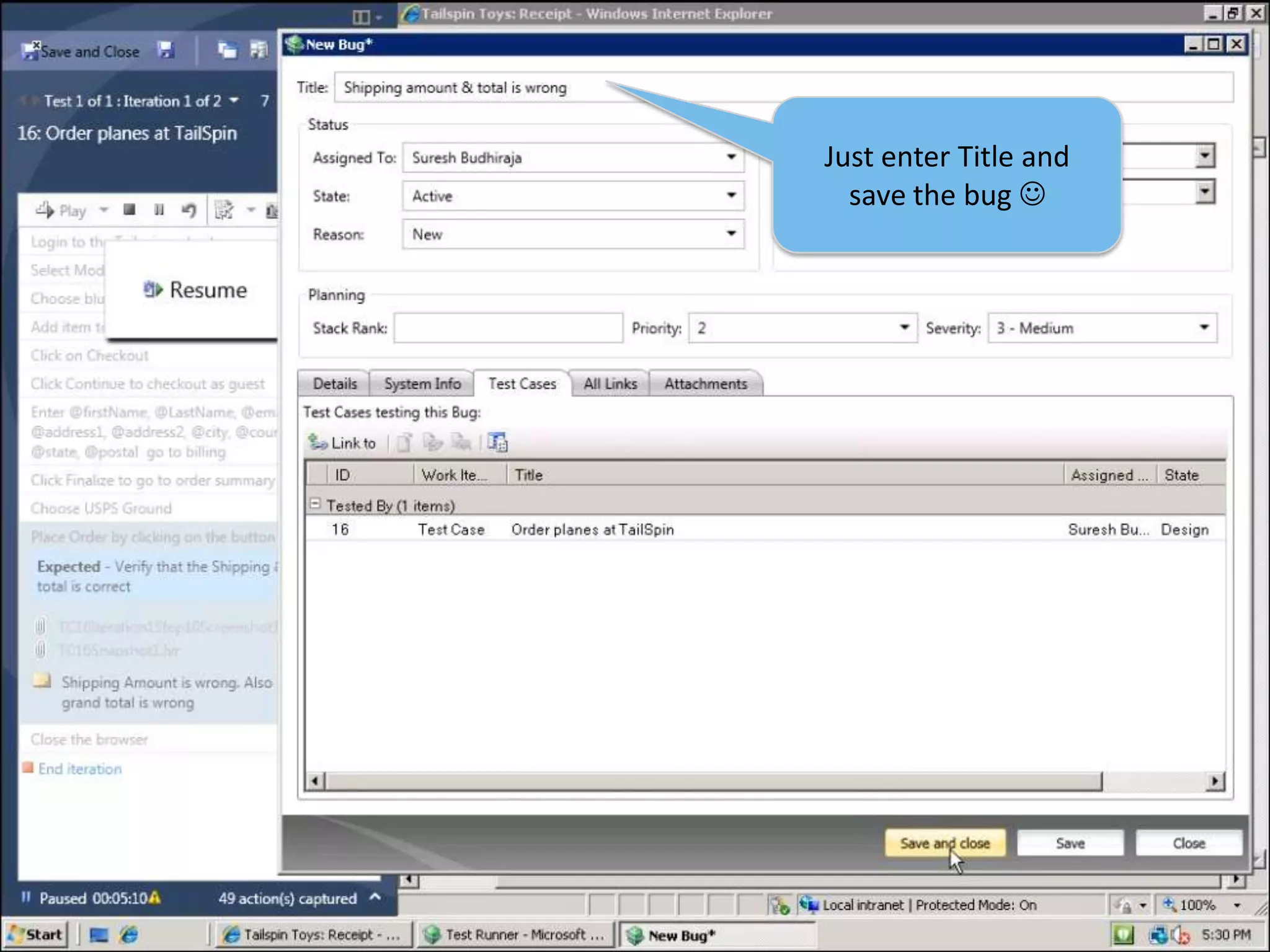 Automated user interface testingVisual Studio & TFS Testing ToolsTest Planning