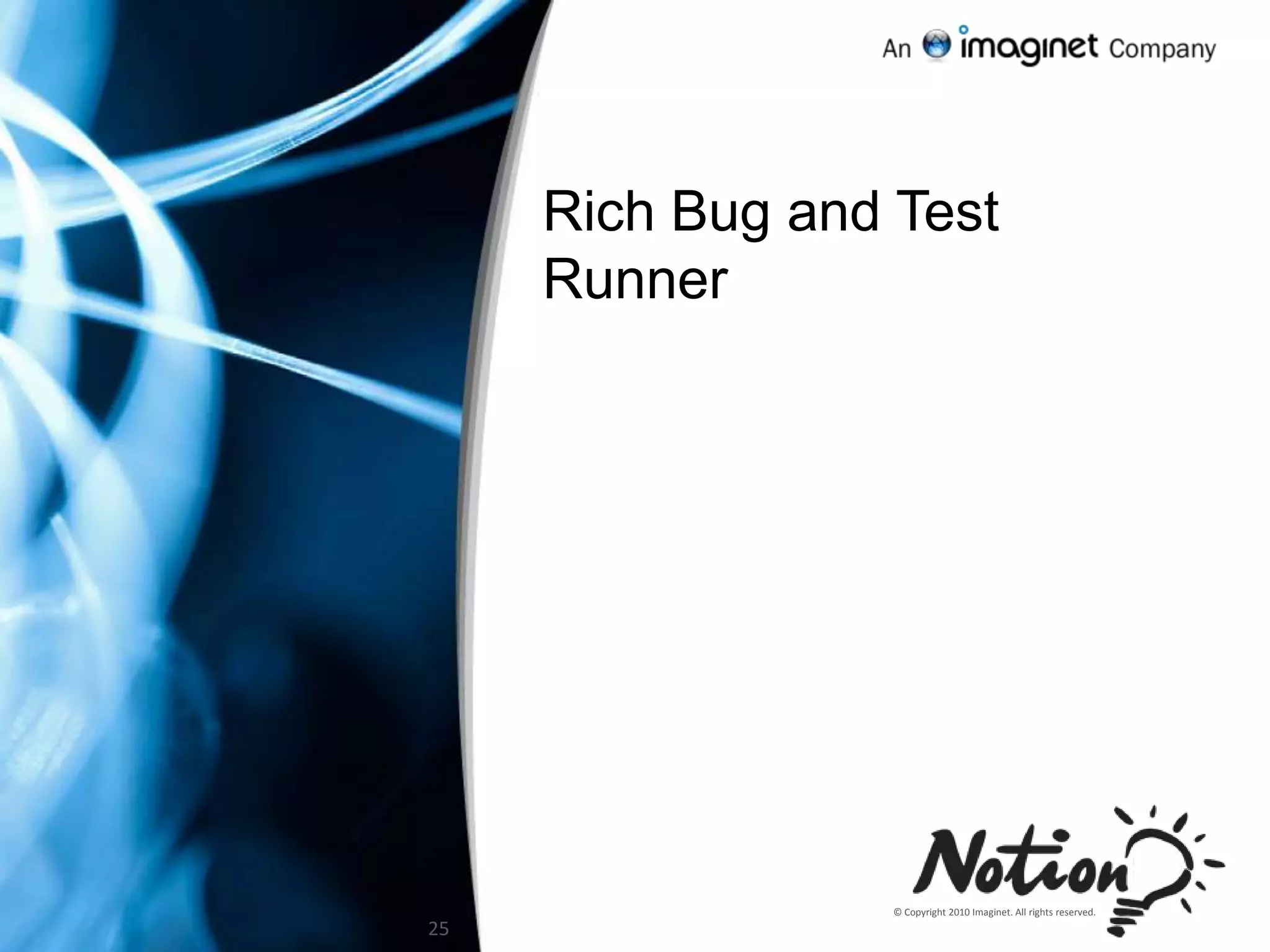 Author - Wrox TFS 2010 Book:  http://bit.ly/TFS2010BookFrustrations in development teams“my testers are spending too long testing the same thing”“tooling is expensive (time, licenses, people)”“the developers say the defects are useless”“when is my software ready to ship?”“we have a changed requirement, what do I need to test?”“developers and testers work in silos and don’t communicate/speak the same language”3
