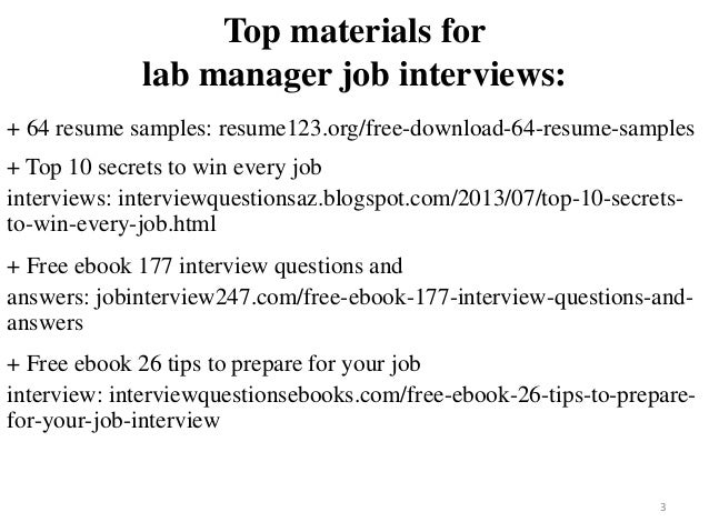 lab manager resume sample