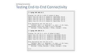 Verifying Connectivity
Testing End-to-End Connectivity
 