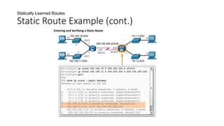 Statically Learned Routes
Static Route Example (cont.)
Entering and Verifying a Static Route
 