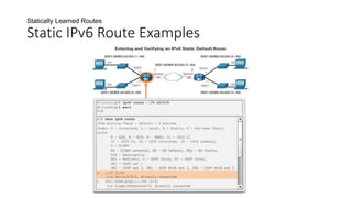 Statically Learned Routes
Static IPv6 Route Examples
 