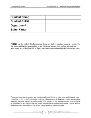 Lab manual of C++ | PDF