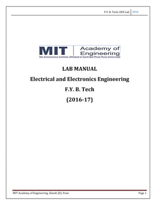 Lab manual for Basic electrical and electronics engineering for first ...