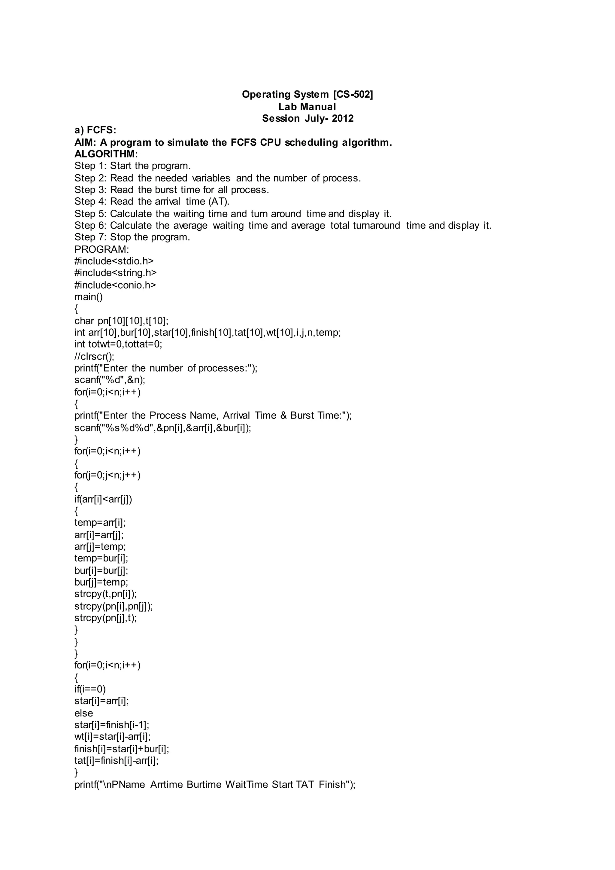 Lab manual operating system [cs 502 rgpv] (useful