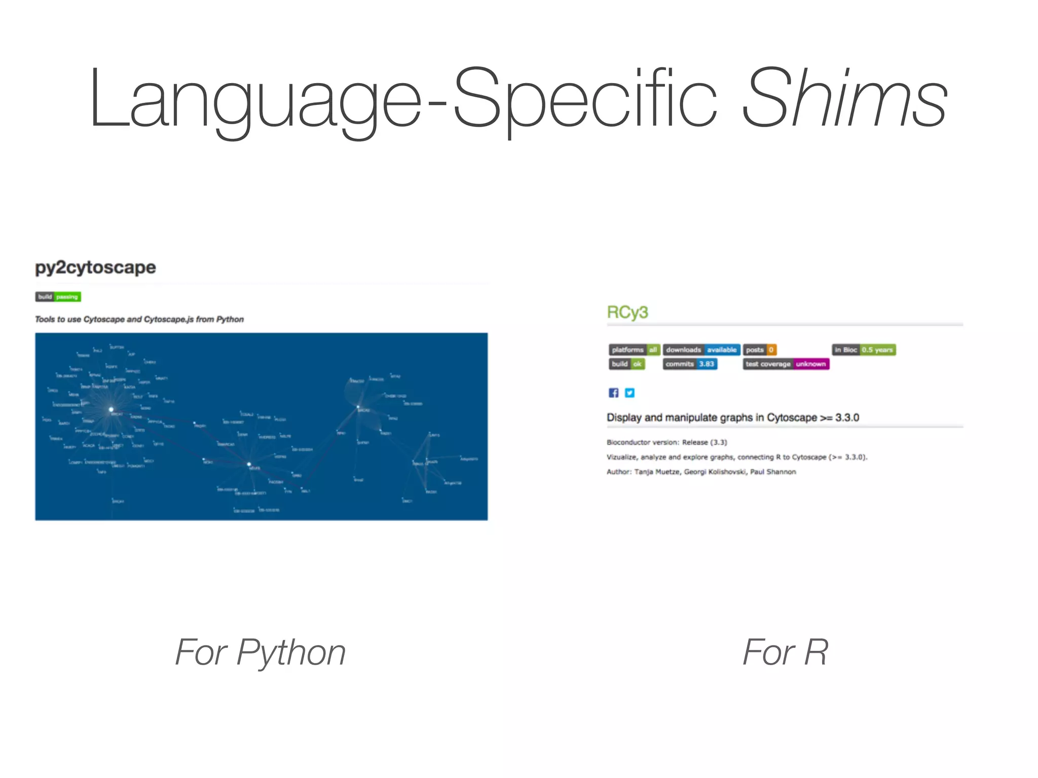 Language-Speciﬁc Shims
For Python For R
 