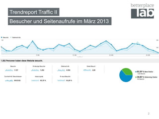 Trendreport Traffic II
Besucher und Seitenaufrufe im März 2013
2
 