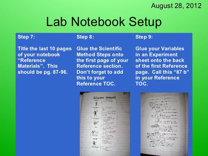 Lab notebook set up