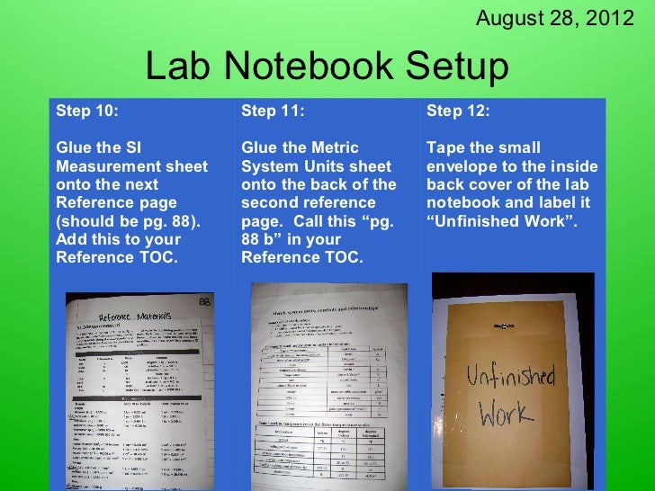 Lab notebook set up