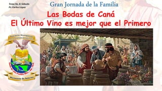 Tema No. 8. Sábado
Pr. Carlos López
Las Bodas de Caná
El Último Vino es mejor que el Primero
 