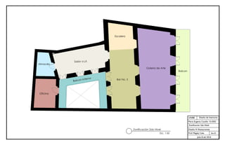 UNIBE
Sec.01
Julio 8 del 2016
Diseño de Interiores
María Eugenia Castillo 15-0302
Zoniﬁcación 2do Nivel
Diseño IV: Restaurantes
Prof. Magaly Caba
VECTORWORKS EDUCATIONAL VERSION
Galería de Arte
Balcon
Escalera
Bar No. 3
Almacén
Oficina
Salón V.I.P.
Balcon Interno
Zonificación 2do Nivel
Esc. 1:50
 