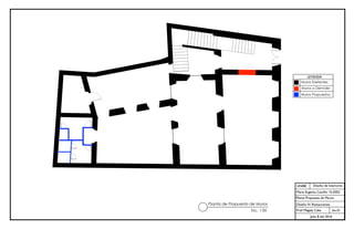 UNIBE
Sec.01
Julio 8 del 2016
Diseño de Interiores
María Eugenia Castillo 15-0302
Planta Propuesta de Muros
Diseño IV: Restaurantes
Prof. Magaly Caba
VECTORWORKS EDUCATIONAL VERSION
Planta de Propuesta de Muros
Esc. 1:50
LEYENDA
Muros a Demoler
Muros Propuestos
c
c
c
Muros Existentes
 