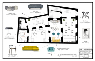 VECTORWORKS EDUCATIONAL VERSION
UNIBE
Sec. 01
Julio 8 del 2016
Diseño de Interiores
María Eugenia Castillo 15-0302
Panta Amueblada 1er Nivel
Diseño IV: Restaurantes
Prof. Magaly Caba
Planta Amueblada 1er Nivel
Esc. 1:50
c
Steel Wood Chair
0.50 x 0.40 x 0.76 m
Mesa Cuadrada
0.60 x 0.60 x 0.80 m
Bond Upholstered Chair
0.56 x 0.67 x 0.80 m
Stool
0.40 x 0.40 m
One Stool
0.40 x 0.40 x 0.84 m
Luna Sofa
2.10 x 0. 80 x 0.90 m
Campos Stool
0.42 x 0.40 x 0.50 m
 