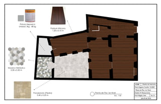 VECTORWORKS EDUCATIONAL VERSION
UNIBE
Sec. 01
Julio 8 del 2016
Diseño de Interiores
María Eugenia Castillo 15-0302
Planta de Piso 1er Nivel
Diseño IV: Restaurantes
Prof. Magaly Caba
Planta de Piso 1er Nivel
Esc. 1:50
Padouk Africano
1.20 x 0.10 m
Pintura Hepoxica
Unidad: 3kg - 48 kg
Mosaico Hidráulico
0.30 x 0.30 m
Porcelanato (Piedra)
0.40 x 0.20 m
 