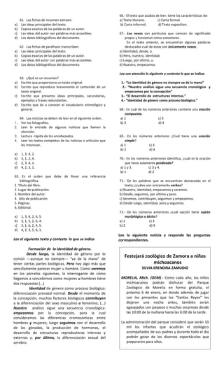 Cuadernillo de Ejercicios para Español. 2o Grado