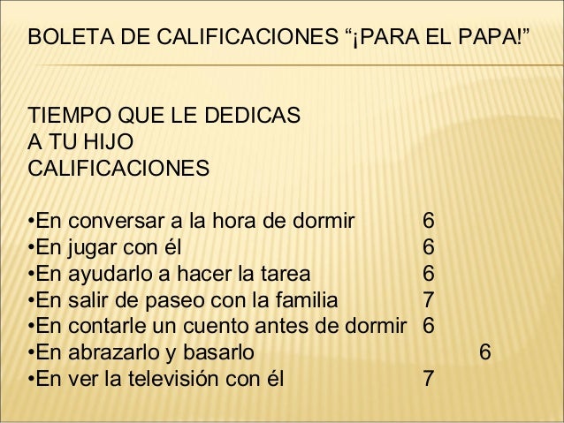 La boleta de calificaciones padres