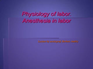 Physiology of labor. Anesthesia in labor Lecture by assist.prof. BerbetsAndriy 