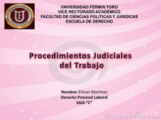 Nombre: Elimar Martínez
Derecho Procesal Laboral
SAIA “C”
 