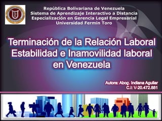 República Bolivariana de Venezuela
Sistema de Aprendizaje Interactivo a Distancia
Especialización en Gerencia Legal Empresarial
Universidad Fermín Toro
 