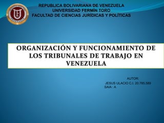 REPUBLICA BOLIVARIANA DE VENEZUELA
UNIVERSIDAD FERMÍN TORO
FACULTAD DE CIENCIAS JURÍDICAS Y POLÍTICAS
AUTOR:
JESUS ULACIO C.I. 20.785.589
SAIA : A
 