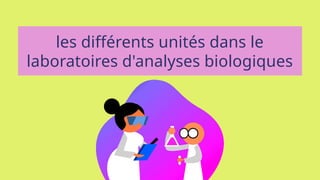 les différents unités dans le
laboratoires d'analyses biologiques
 
