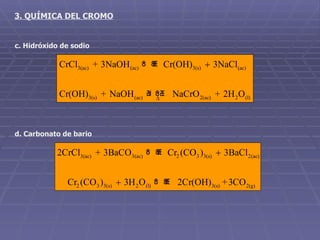 3. QUÍMICA DEL CROMO c. Hidróxido de sodio d. Carbonato de bario 