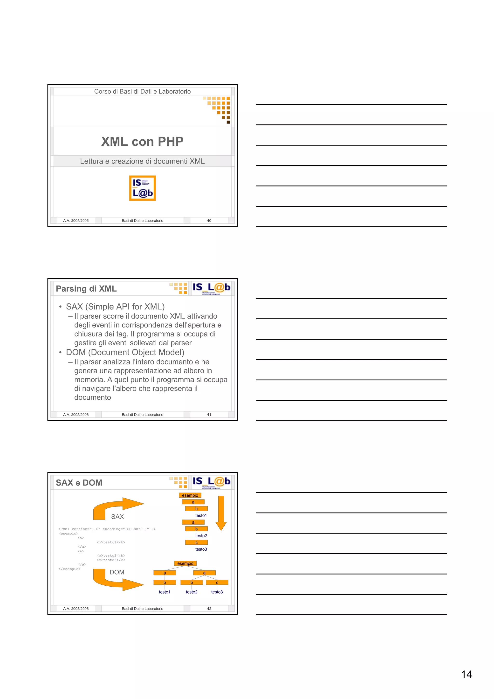 Laboratorio Di  Basi Di  Dati 12  P H P   Gestione Di File  X M L