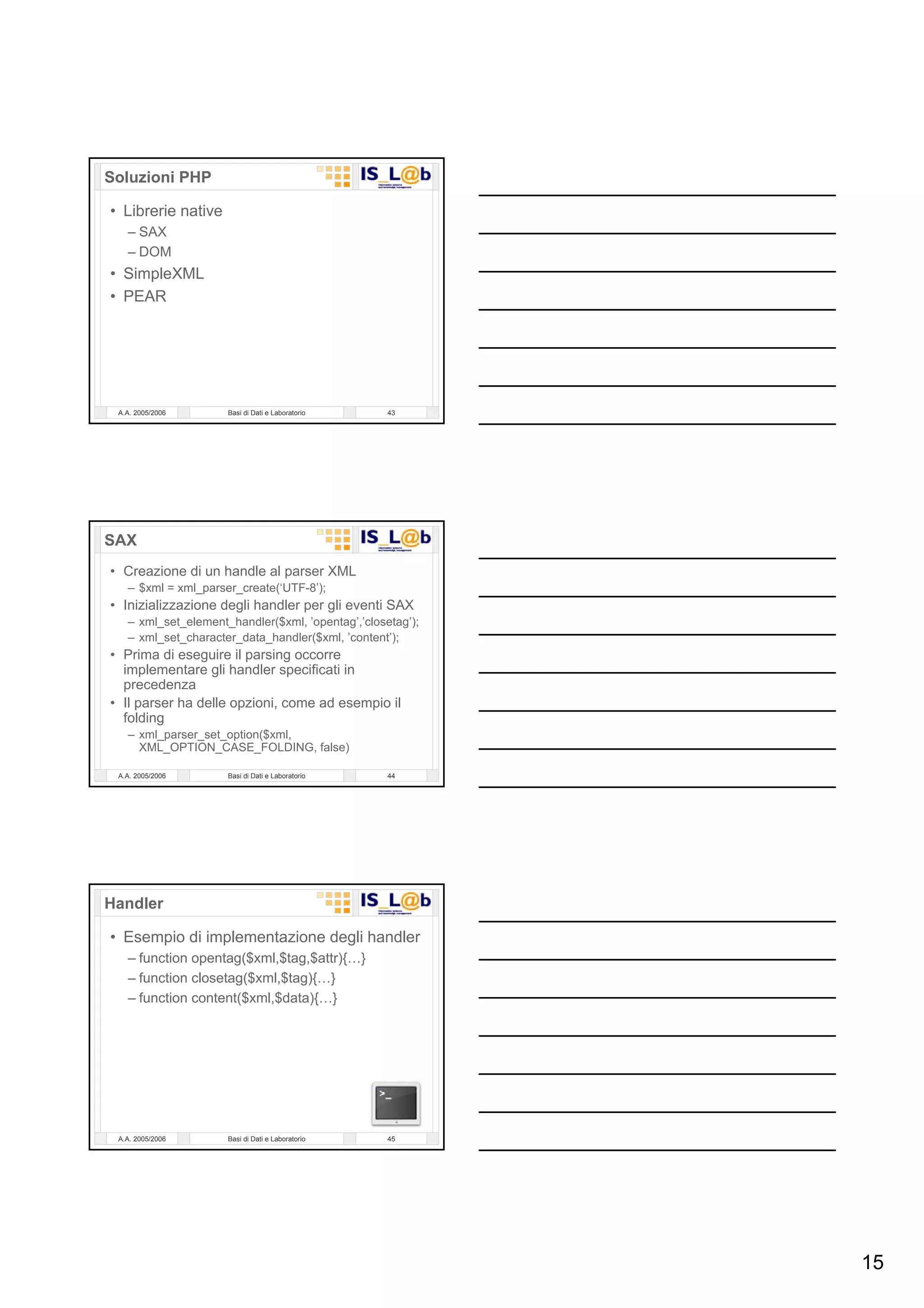 Laboratorio Di  Basi Di  Dati 12  P H P   Gestione Di File  X M L