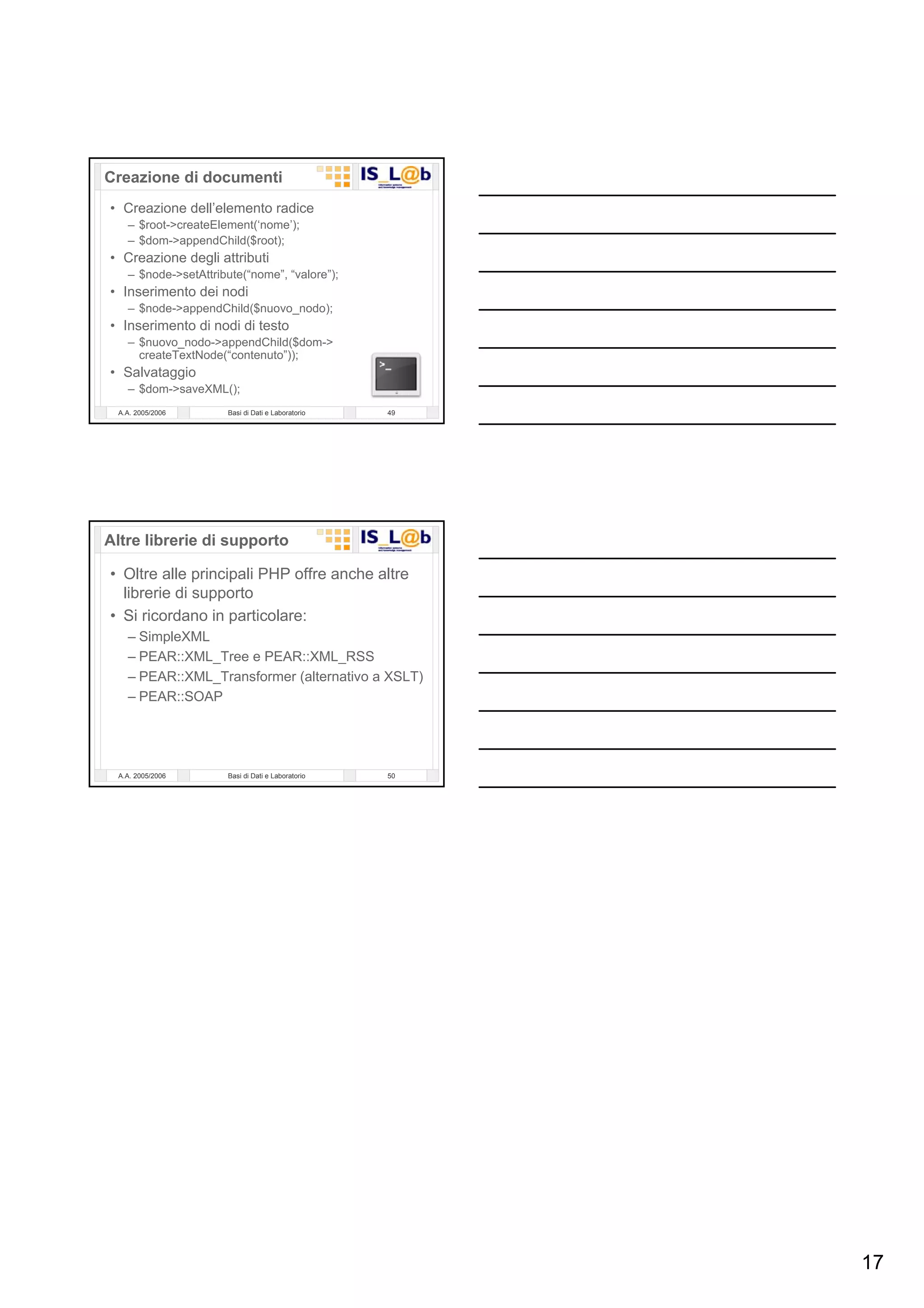 Laboratorio Di  Basi Di  Dati 12  P H P   Gestione Di File  X M L