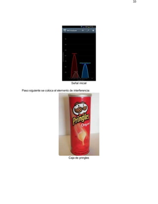 33
Señal inicial
Paso siguiente se coloca el elemento de interferencia:
Caja de pringles
 