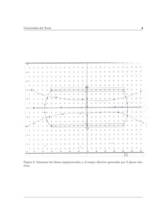 Universidad del Norte                                                                        6




Figura 2: buscamos las l neas equipotenciales y el campo electrico generados por 2 placas elec-
ticas.
 