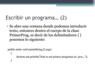Primer Programa Java en Bluej | PPT