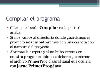 Primer Programa Java en Bluej | PPT