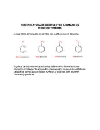 Laboratorio de nomenclatura benceno- aromaticos | DOCX
