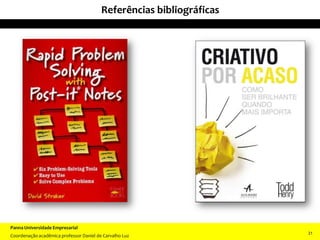 21
2121
Referências bibliográficas
Panna Universidade Empresarial
Coordenação acadêmica professor Daniel de Carvalho Luz
21
 