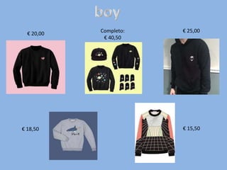 € 20,00 Completo:
€ 40,50
€ 25,00
€ 18,50 € 15,50
 