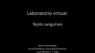 Laboratorio virtual:
Tejido sanguíneo
Sergio Jiménez Morgan
Escuela de Medicina, Universidad de Costa Rica
Curso MN-0102 / I – 2023
 