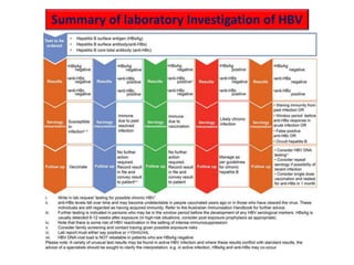 Summary of laboratory Investigation of HBV
 