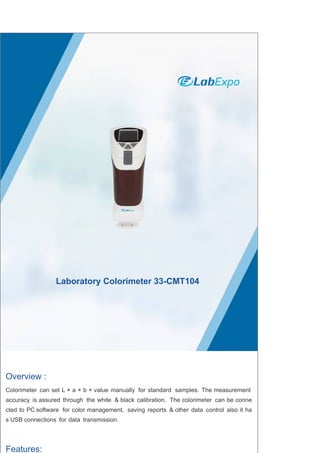 Laboratory Colorimeter 33-CMT104 - Medical Lab Colorimeter . | PDF