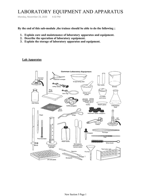 Laboratory equipment and apparatus PDF