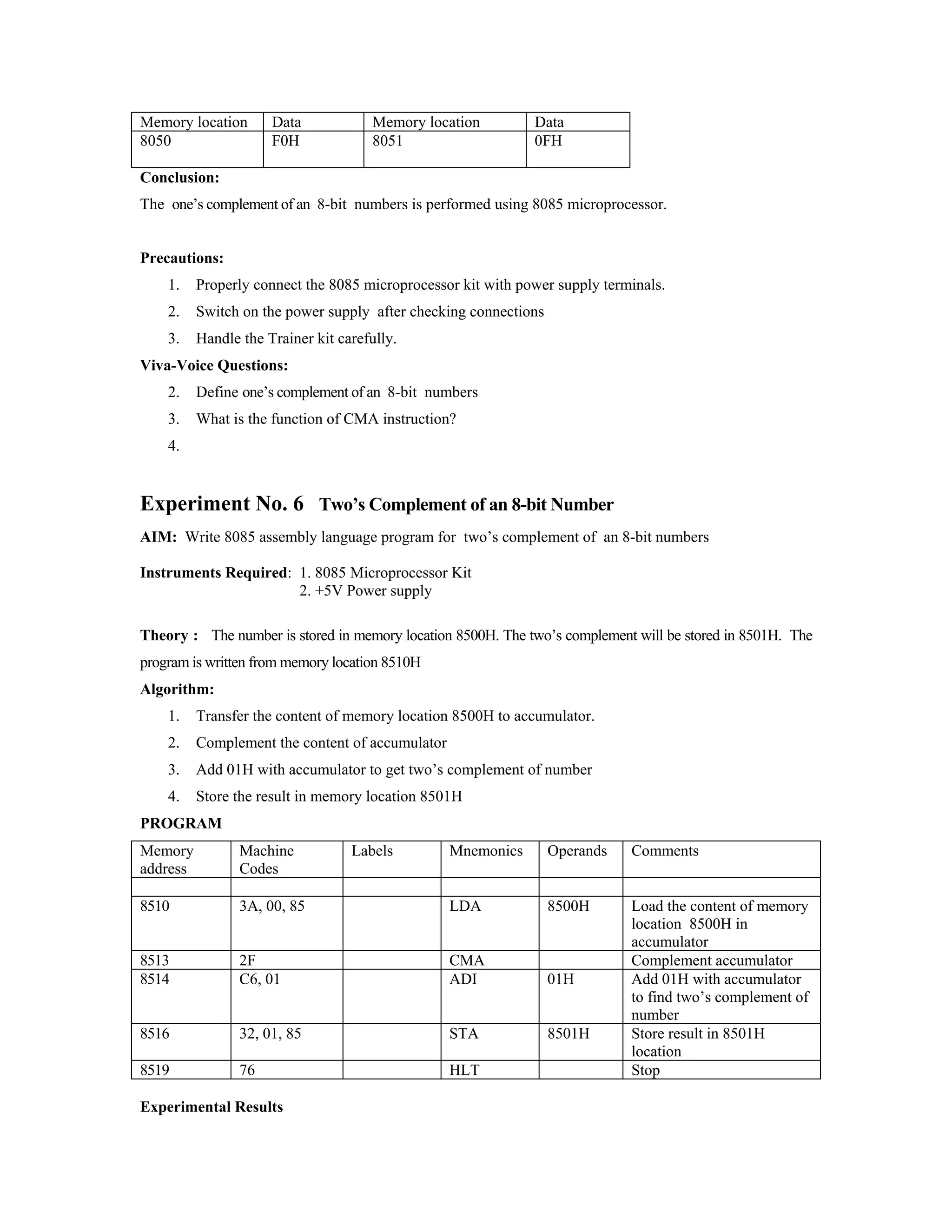 microprocessor Laboratory experiments manual | PDF