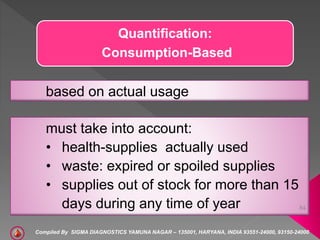 Quantification:
Consumption-Based
based on actual usage
must take into account:
• health-supplies actually used
• waste: e...