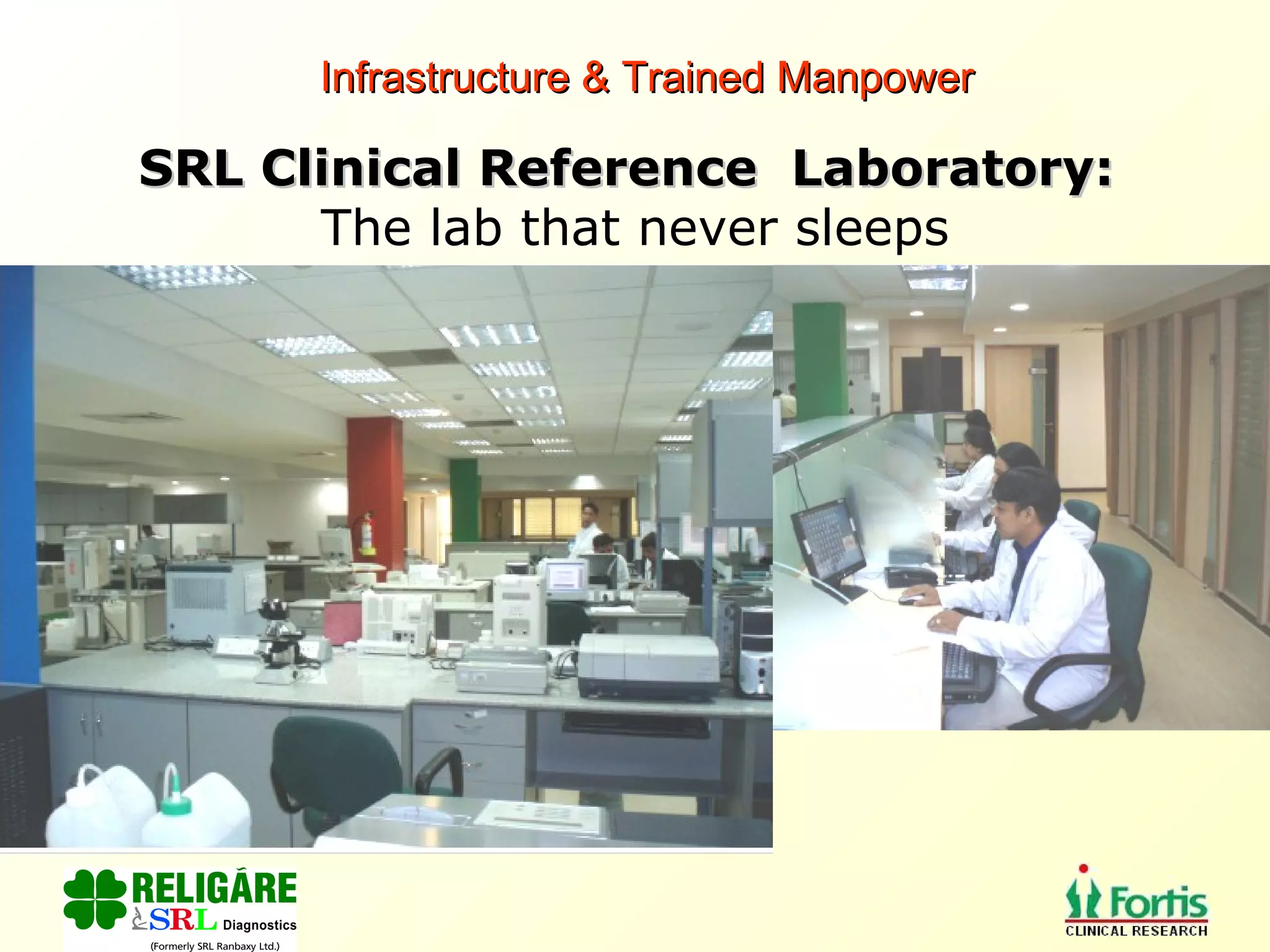 SRL Clinical Reference  Laboratory:   The lab that never sleeps Infrastructure & Trained Manpower 
