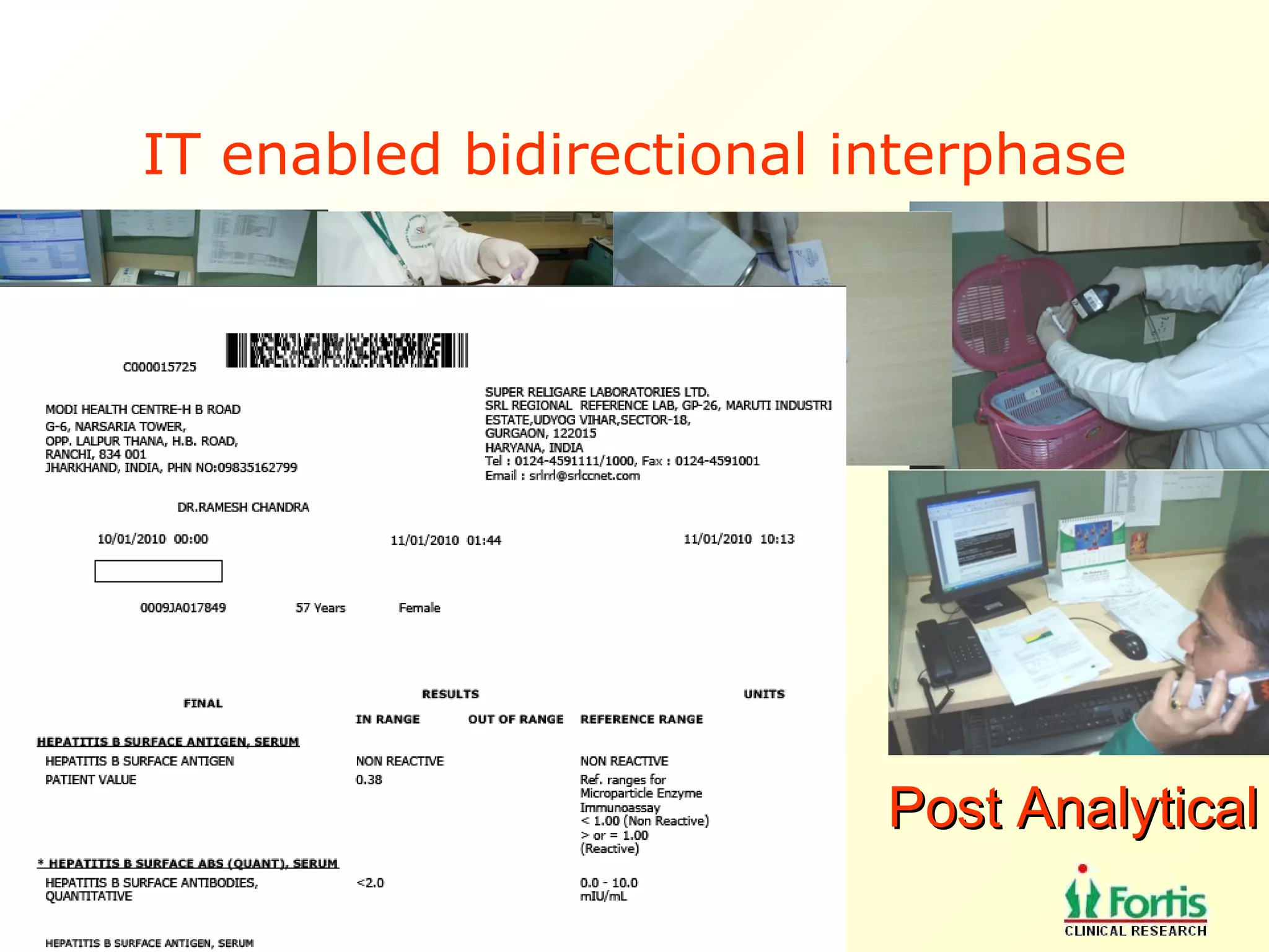IT enabled bidirectional interphase Post Analytical 