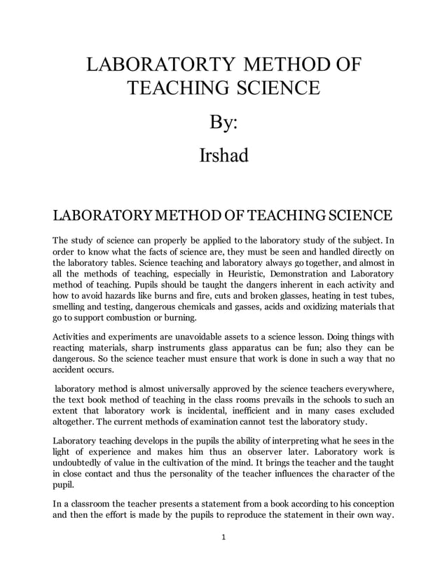 Laboratory Method of Teaching Science